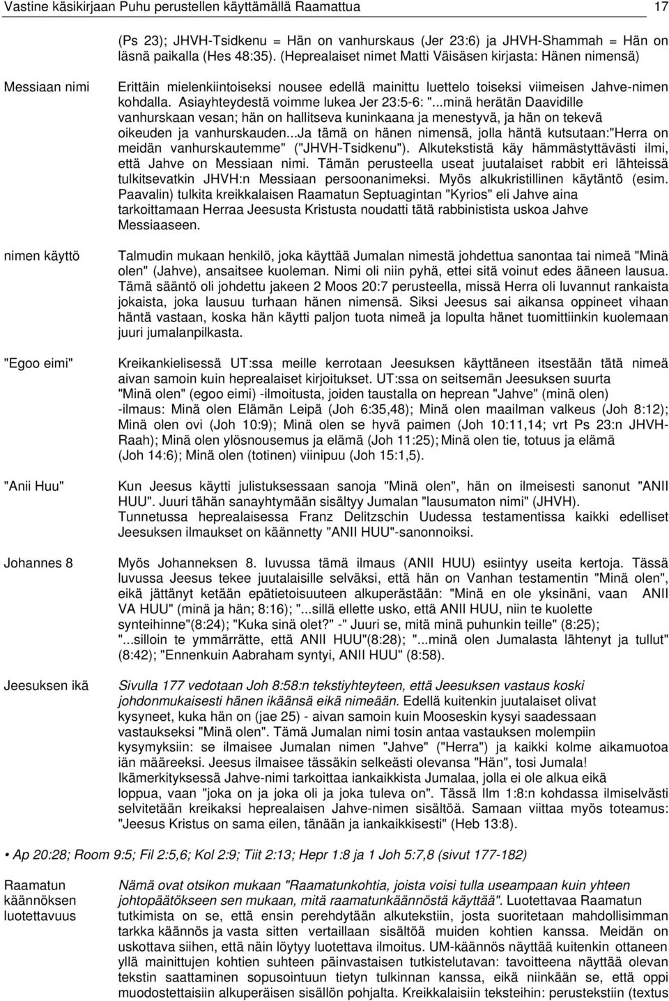 toiseksi viimeisen Jahve-nimen kohdalla. Asiayhteydestä voimme lukea Jer 23:5-6: ".