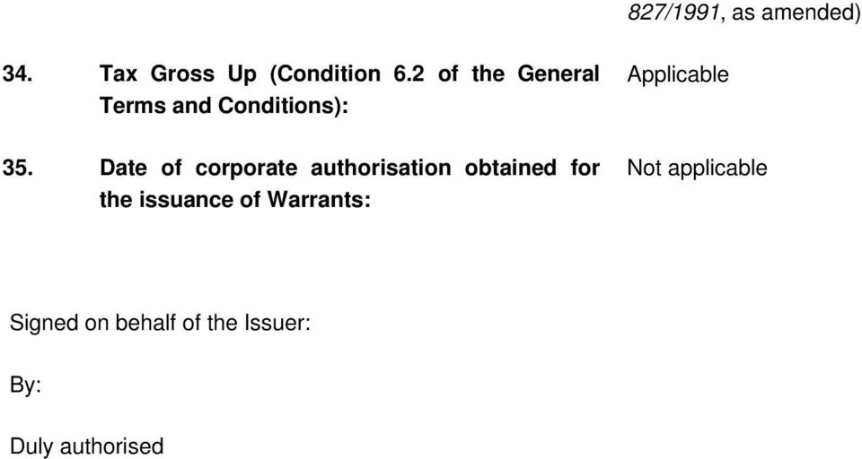 Date of corporate authorisation obtained for the issuance of