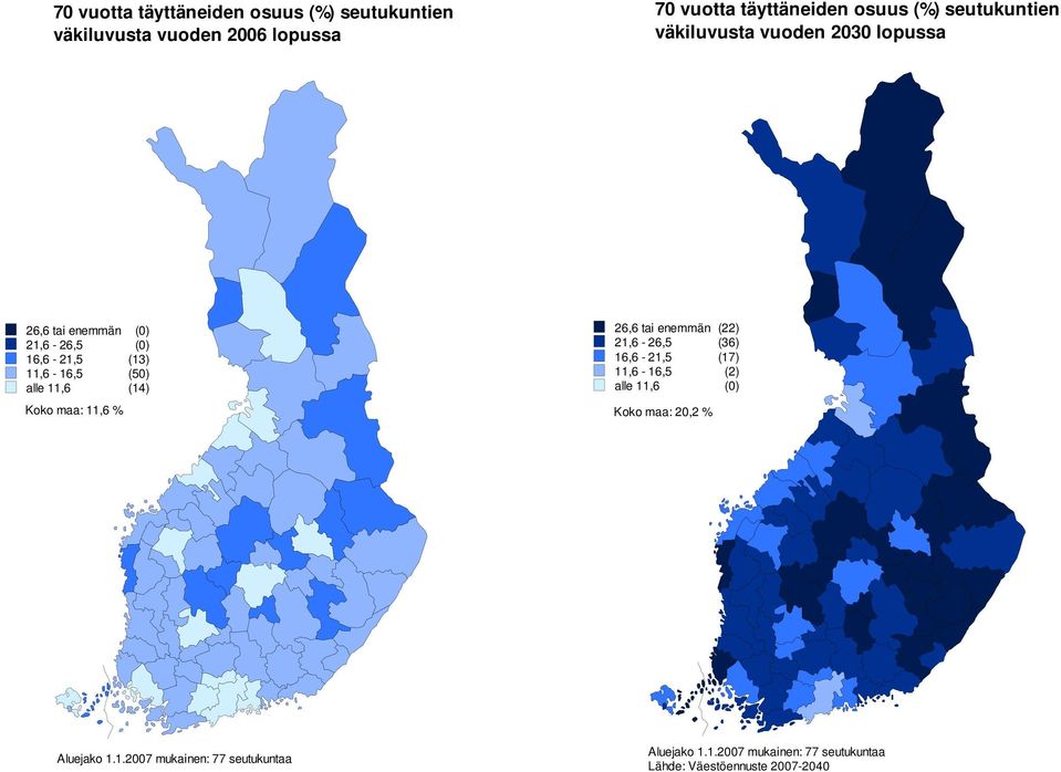 11,6 (14) Koko maa: 11,6 % 26,6 tai enemmän (22) 21,6-26,5 (36) 16,6-21,5 (17) 11,6-16,5 (2) alle 11,6 (0) Koko maa: