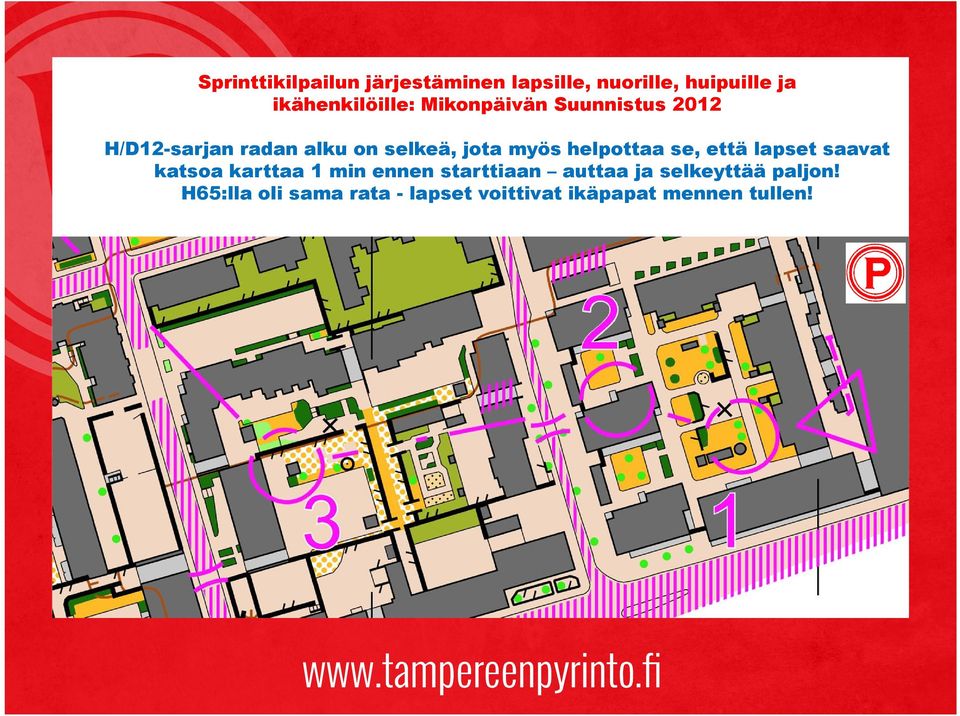 jota myös helpottaa se, että lapset saavat katsoa karttaa 1 min ennen