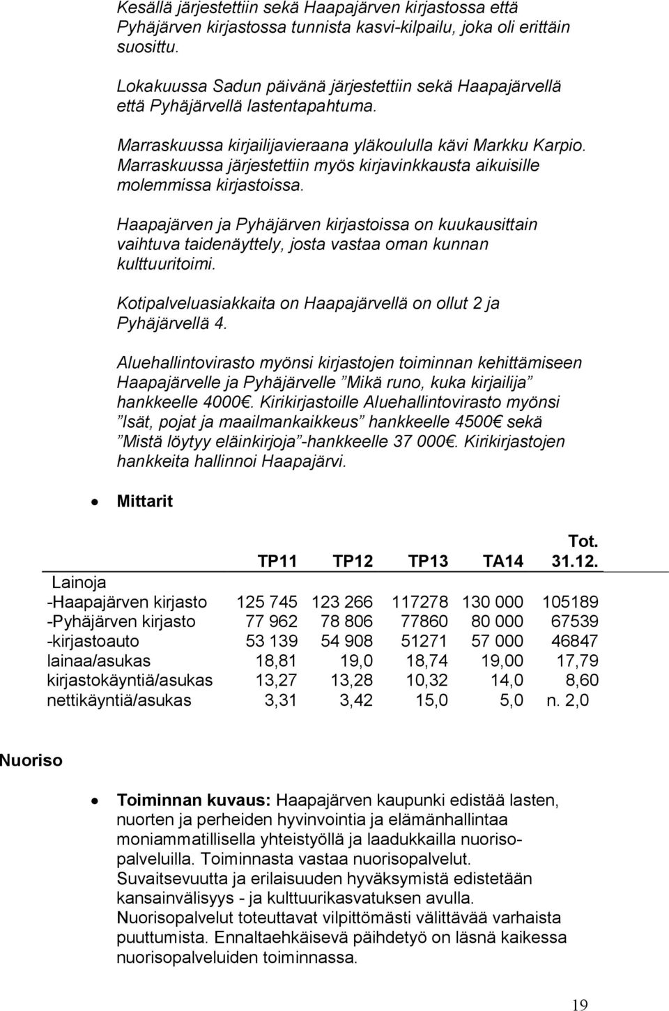 Marraskuussa järjestettiin myös kirjavinkkausta aikuisille molemmissa kirjastoissa.