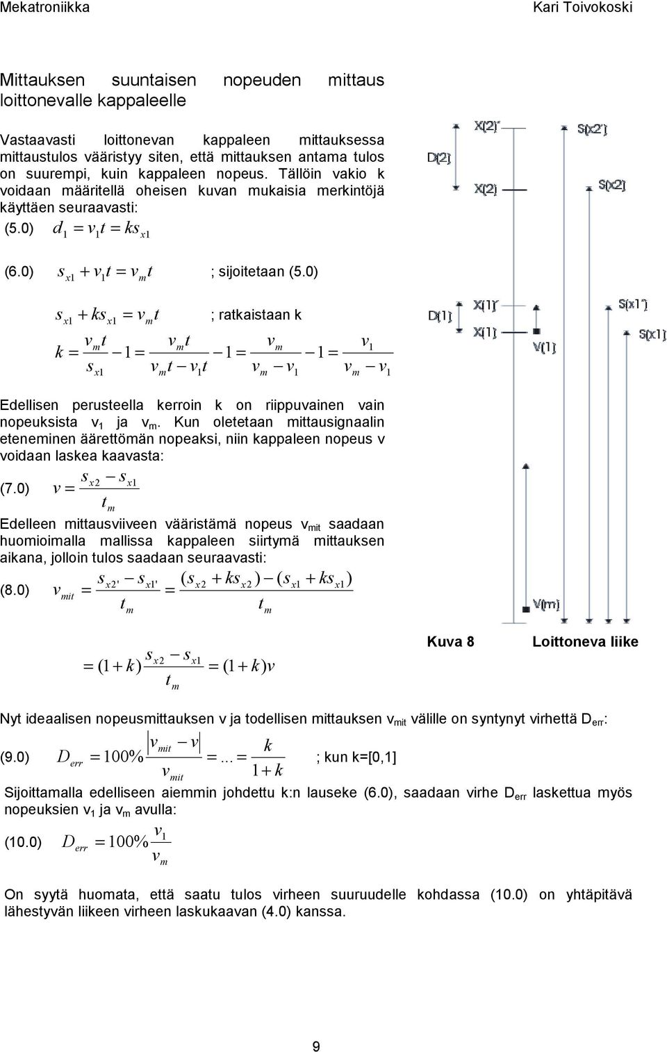 0) x sx + ksx t t k s ; ratkaistaan k x t t t Edellisen perusteella kerroin k on riippuainen ain nopeuksista ja.