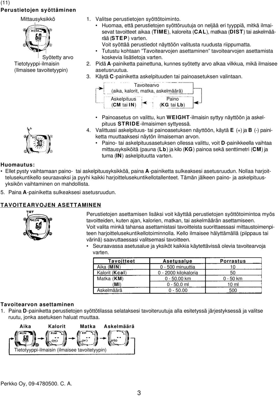 Voit syöttää perustiedot näyttöön valitusta ruudusta riippumatta. Tutustu kohtaan Tavoitearvojen asettaminen tavoitearvojen asettamista Syötetty arvo koskevia lisätietoja varten.