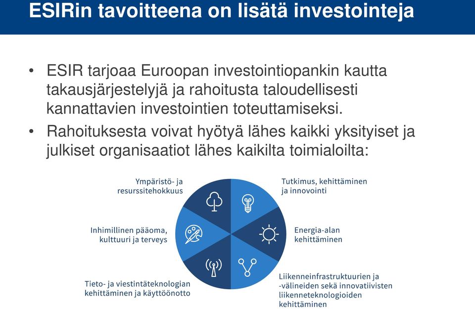 taloudellisesti kannattavien investointien toteuttamiseksi.