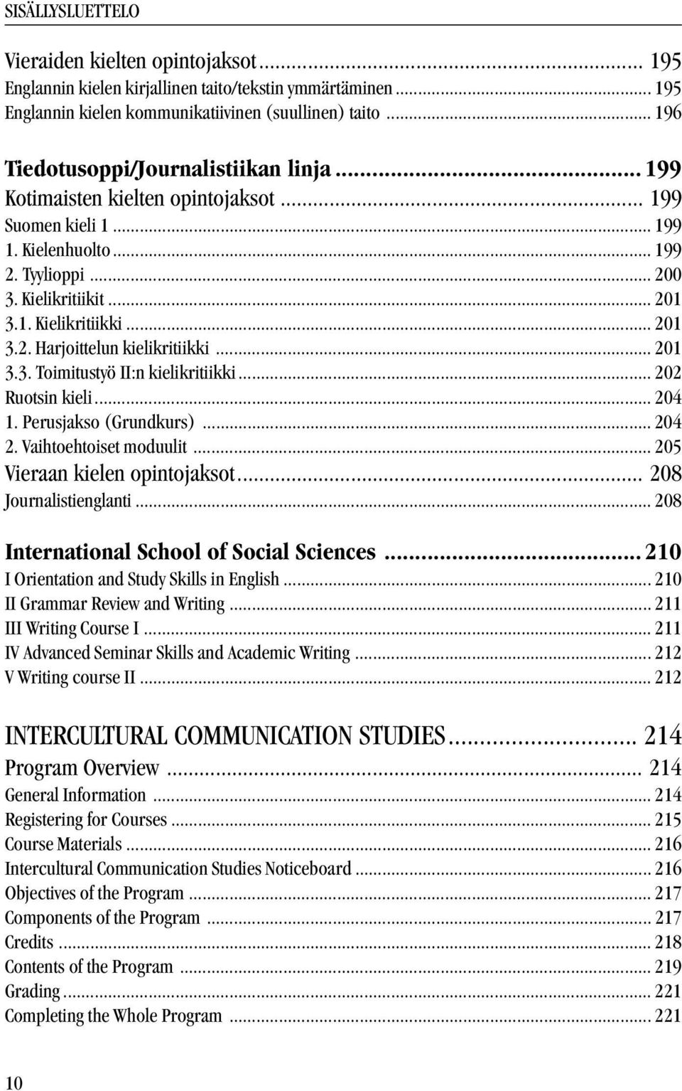 .. 201 3.2. Harjoittelun kielikritiikki... 201 3.3. Toimitustyö II:n kielikritiikki... 202 Ruotsin kieli... 204 1. Perusjakso (Grundkurs)... 204 2. Vaihtoehtoiset moduulit.