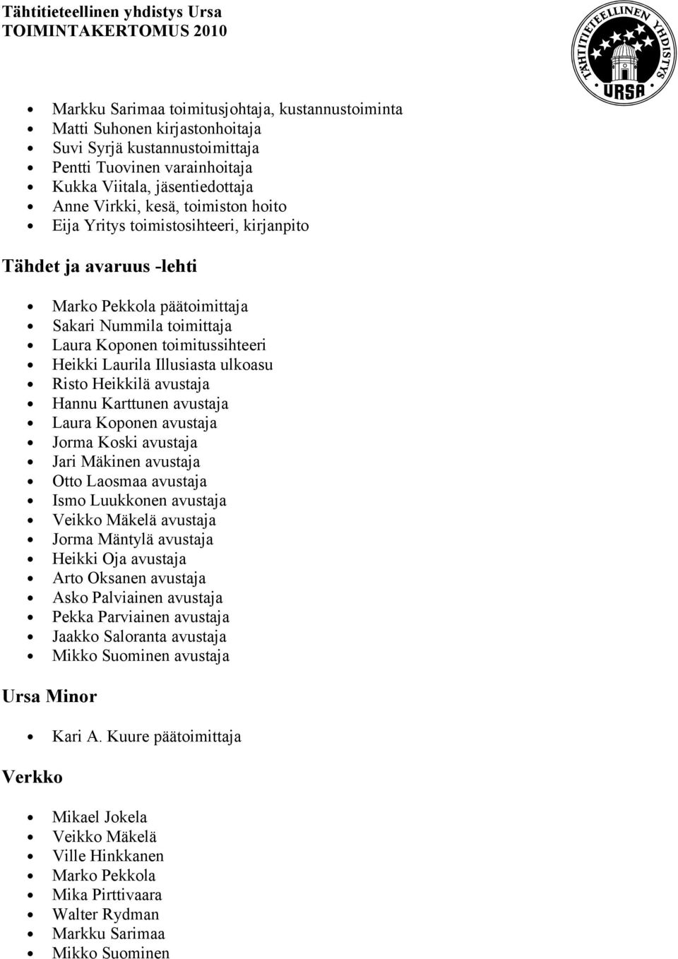 ulkoasu Risto Heikkilä avustaja Hannu Karttunen avustaja Laura Koponen avustaja Jorma Koski avustaja Jari Mäkinen avustaja Otto Laosmaa avustaja Ismo Luukkonen avustaja Veikko Mäkelä avustaja Jorma