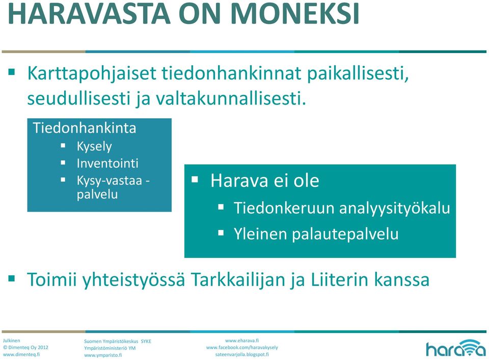 Tiedonhankinta Kysely Inventointi Kysy-vastaa - palvelu Harava ei ole