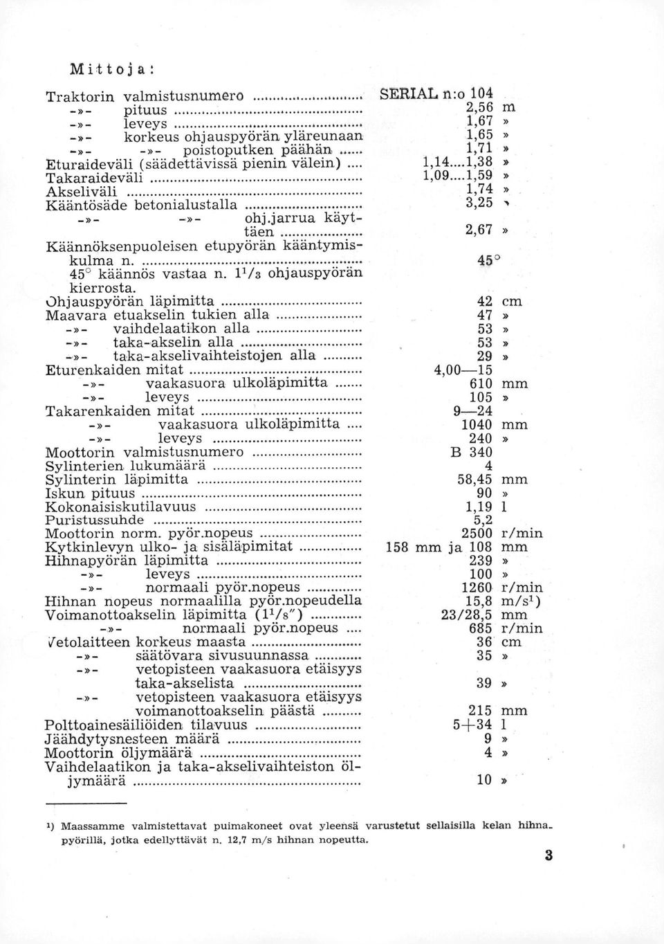 45 45 0 käännös vastaa n. 11/3 ohjauspyörän kierrosta.