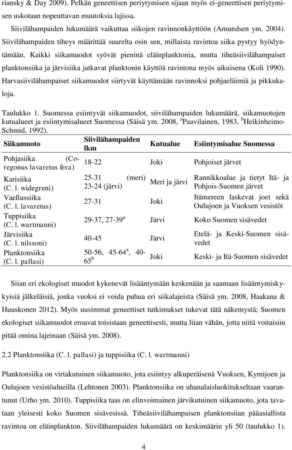 Kaikki siikamuodot syövät pieninä eläinplanktonia, mutta tiheäsiivilähampaiset planktonsiika ja järvisiika jatkavat planktonin käyttöä ravintona myös aikuisena (Koli 1990).