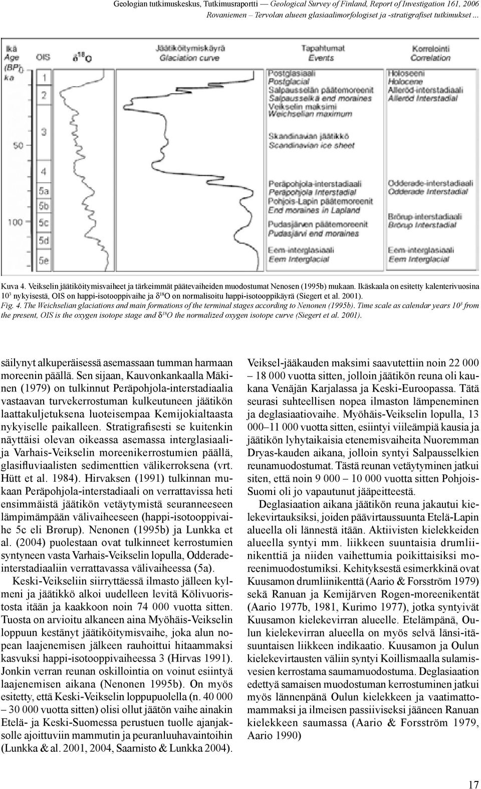 The Weichselian glaciations and main formations of the terminal stages according to Nenonen (1995b).