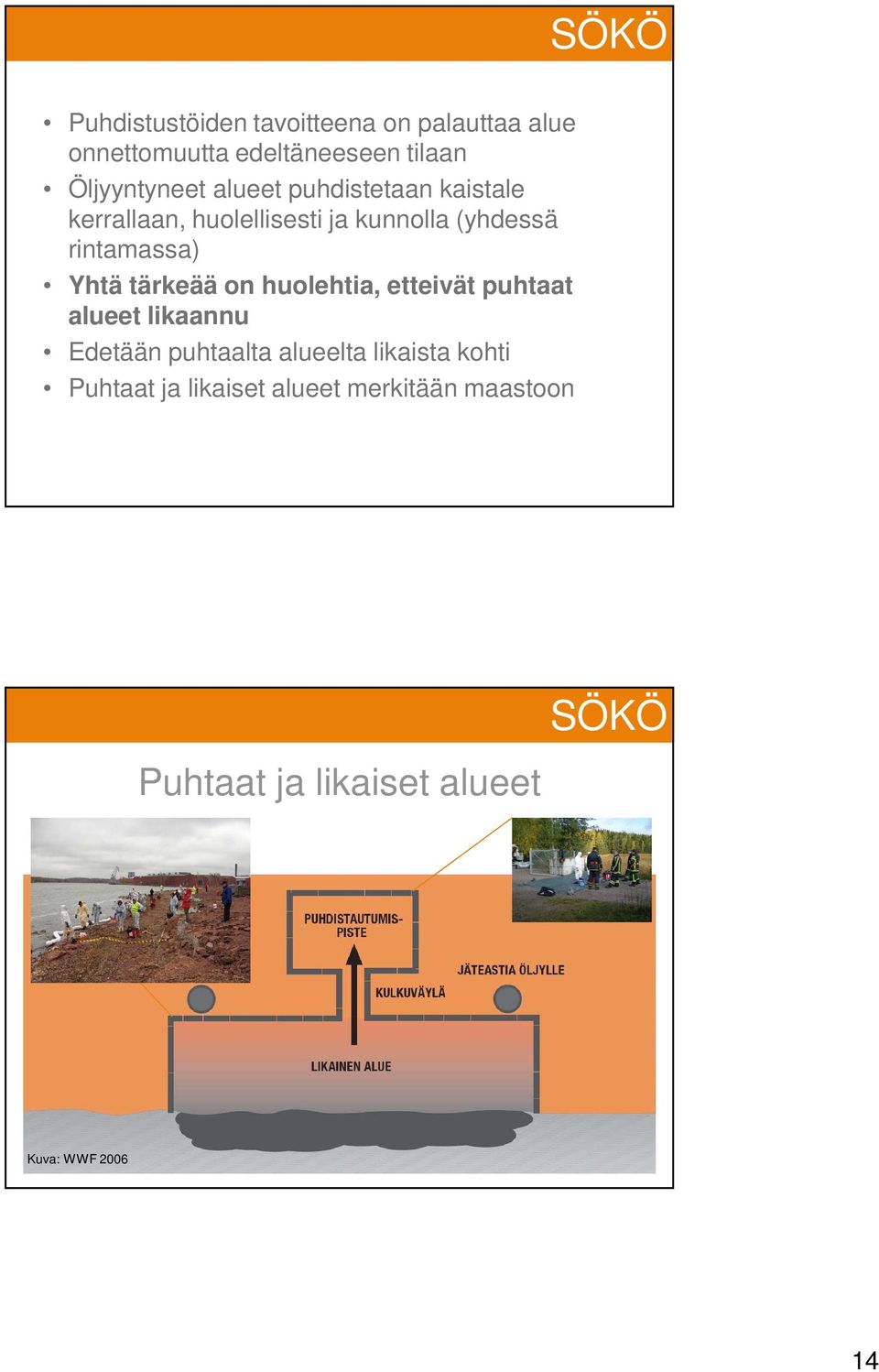 tärkeää on huolehtia, etteivät puhtaat alueet likaannu Edetään puhtaalta alueelta likaista