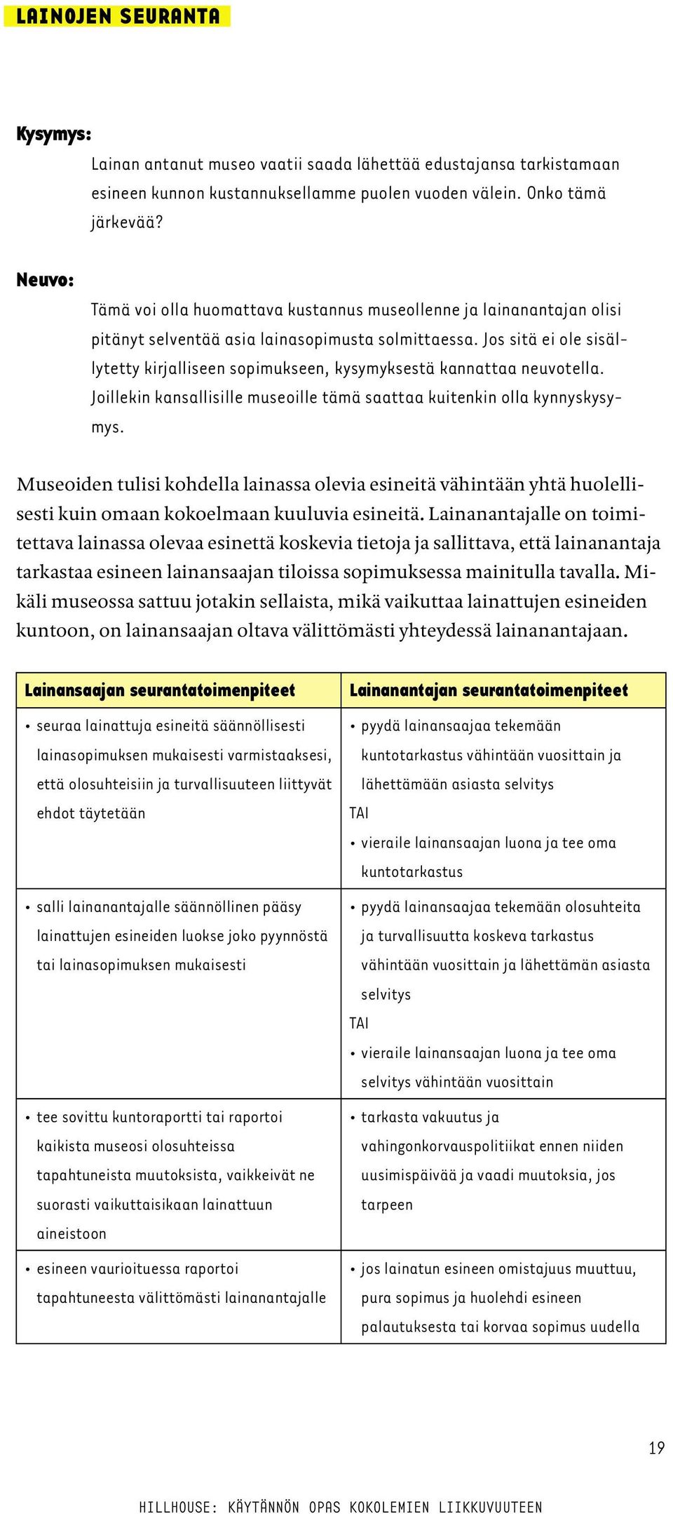 Jos sitä ei ole sisällytetty kirjalliseen sopimukseen, kysymyksestä kannattaa neuvotella. Joillekin kansallisille museoille tämä saattaa kuitenkin olla kynnyskysymys.