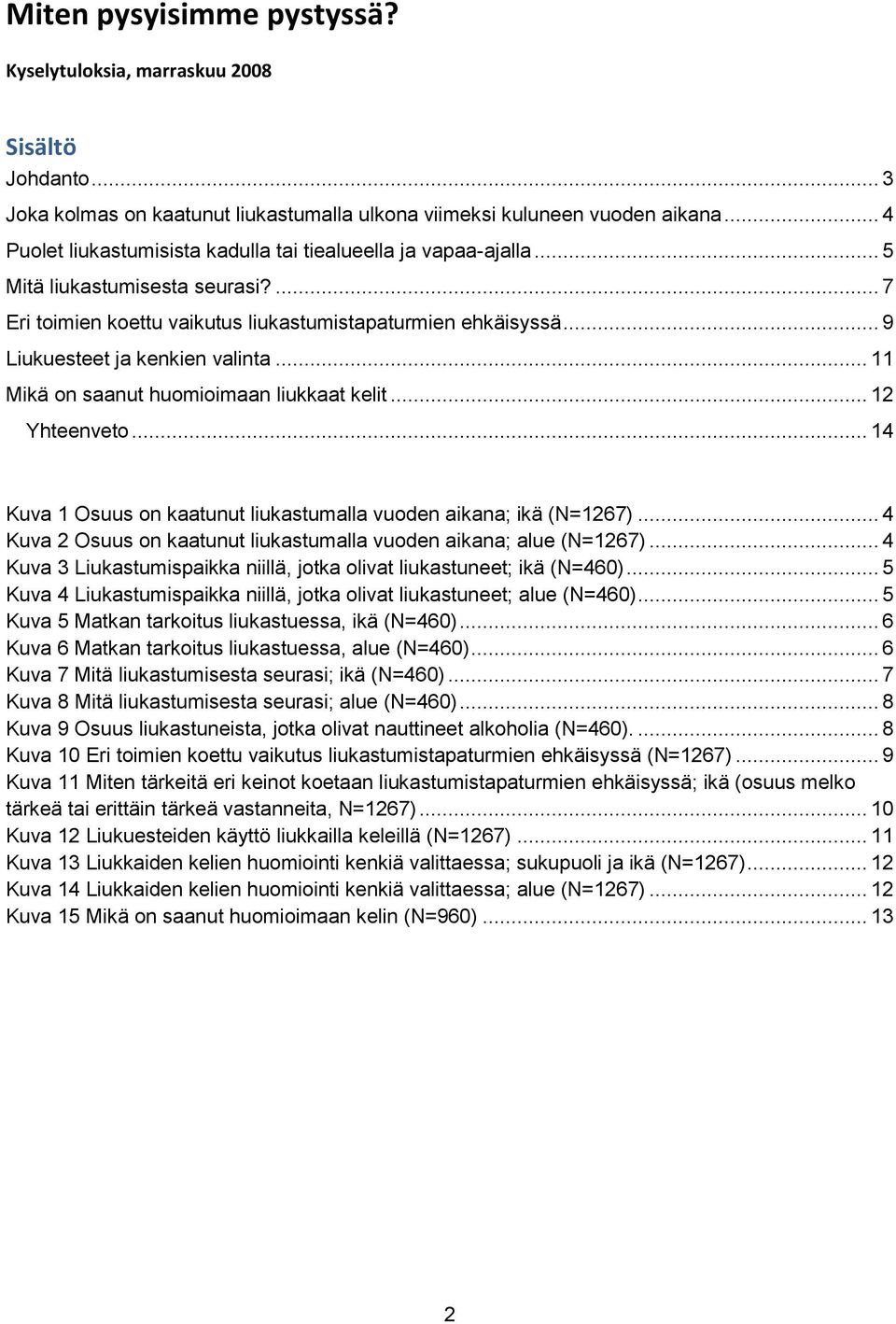 .. 9 Liukuesteet ja kenkien valinta... 11 Mikä on saanut huomioimaan liukkaat kelit... 12 Yhteenveto... 14 Kuva 1 Osuus on kaatunut liukastumalla vuoden aikana; ikä (N=1267).