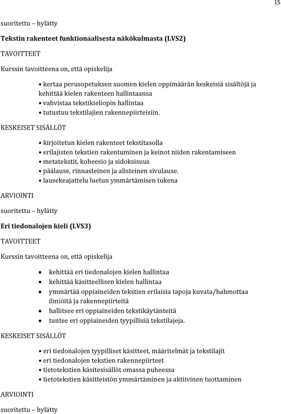 kirjoitetun kielen rakenteet tekstitasolla erilajisten tekstien rakentuminen ja keinot niiden rakentamiseen metatekstit, koheesio ja sidoksisuus päälause, rinnasteinen ja alisteinen sivulause.