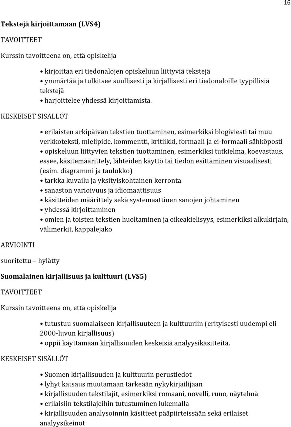 erilaisten arkipäivän tekstien tuottaminen, esimerkiksi blogiviesti tai muu verkkoteksti, mielipide, kommentti, kritiikki, formaali ja ei-formaali sähköposti opiskeluun liittyvien tekstien