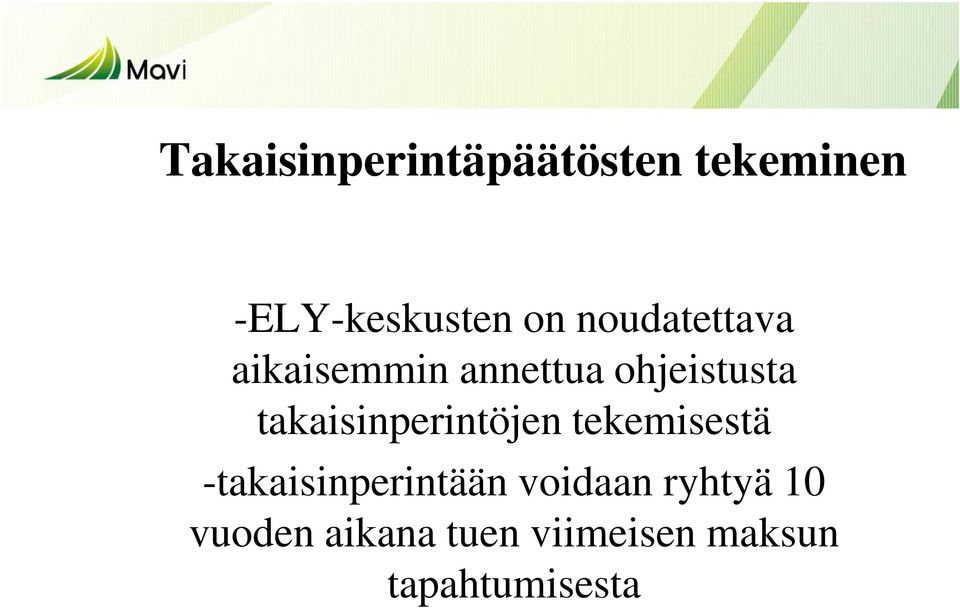 takaisinperintöjen tekemisestä -takaisinperintään