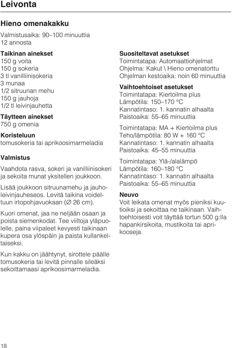 Lisää joukkoon sitruunamehu ja jauholeivinjauheseos. Levitä taikina voideltuun irtopohjavuokaan ( 26 cm). Kuori omenat, jaa ne neljään osaan ja poista siemenkodat.