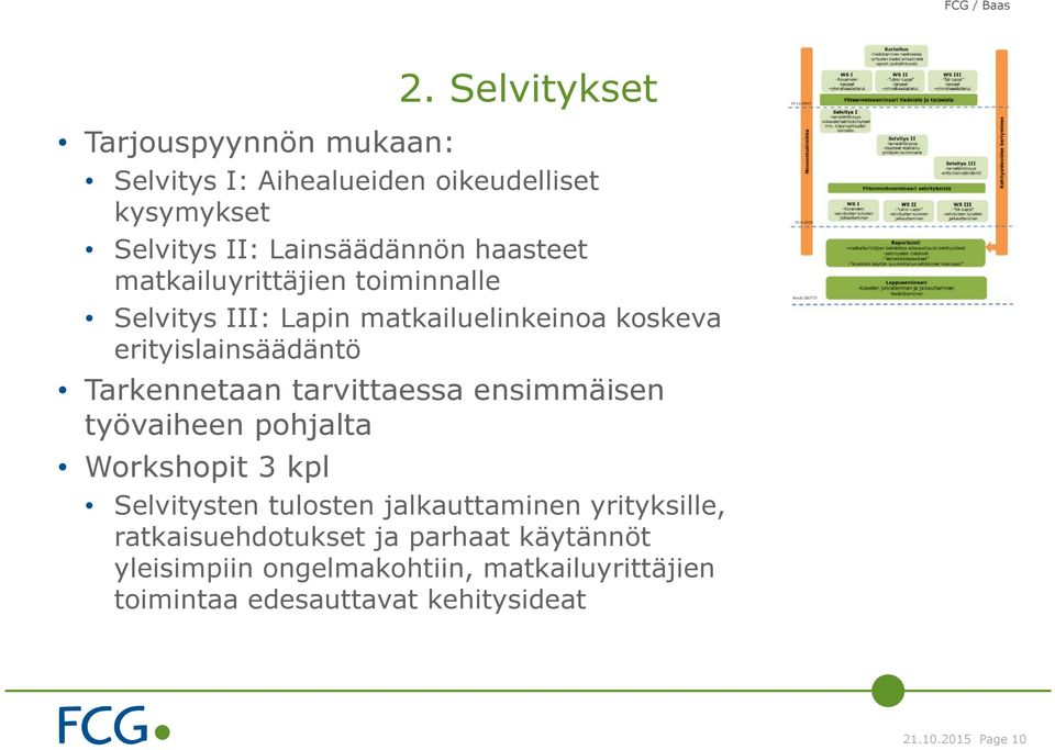 tarvittaessa ensimmäisen työvaiheen pohjalta Workshopit 3 kpl Selvitysten tulosten jalkauttaminen yrityksille,