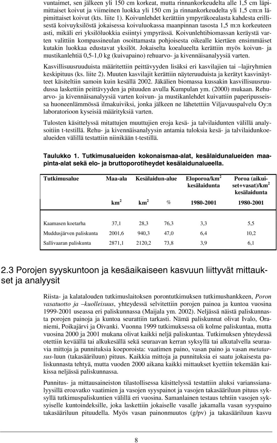 Koivunlehtibiomassan keräystä varten valittiin kompassineulan osoittamasta pohjoisesta oikealle kiertäen ensimmäiset kutakin luokkaa edustavat yksilöt.
