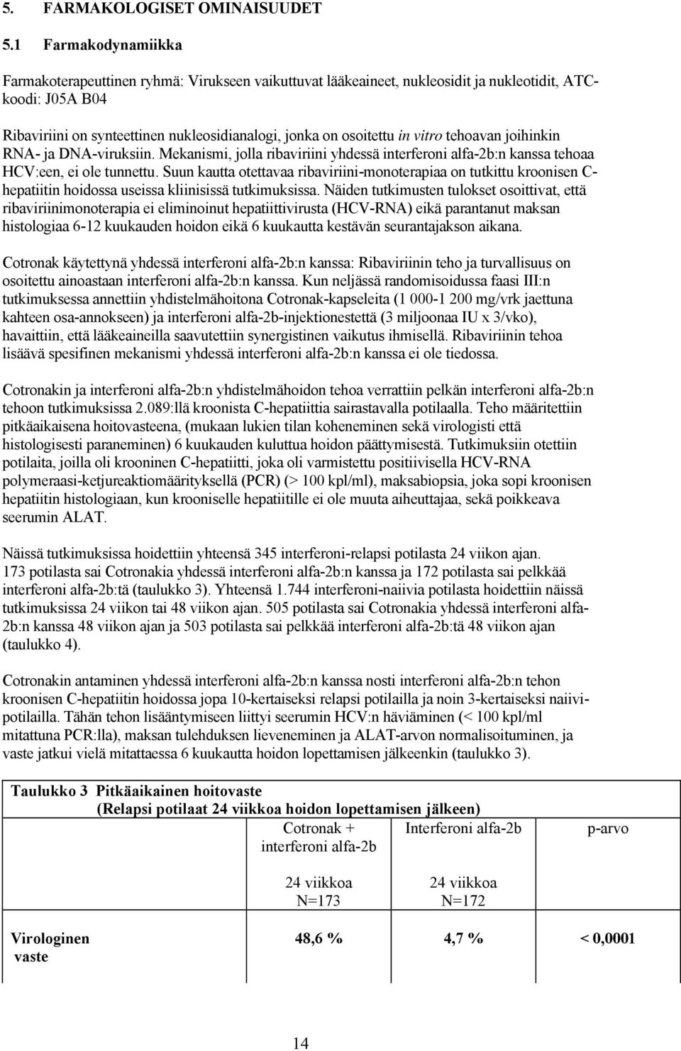 vitro tehoavan joihinkin RNA- ja DNA-viruksiin. Mekanismi, jolla ribaviriini yhdessä interferoni alfa-2b:n kanssa tehoaa HCV:een, ei ole tunnettu.