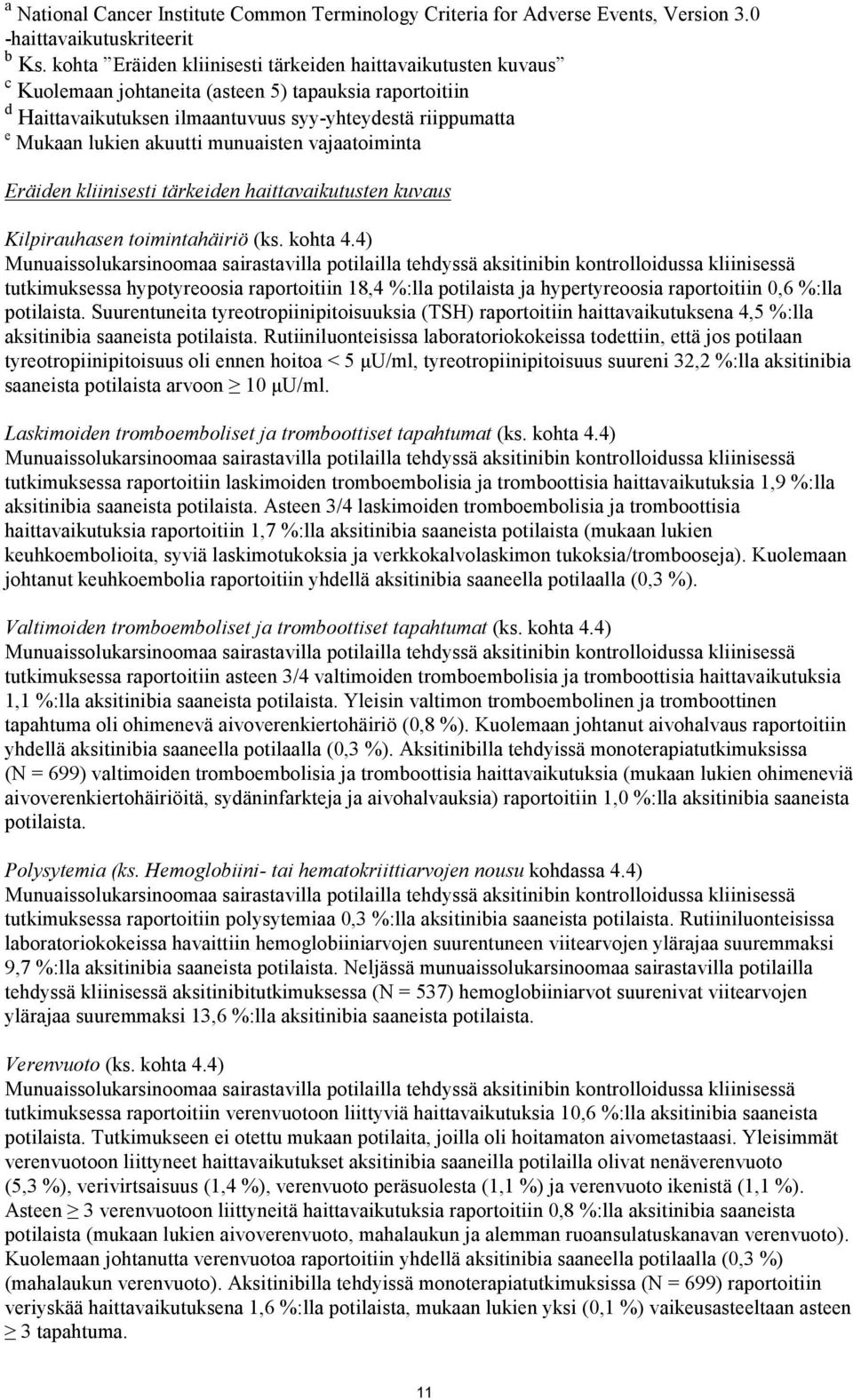 akuutti munuaisten vajaatoiminta Eräiden kliinisesti tärkeiden haittavaikutusten kuvaus Kilpirauhasen toimintahäiriö (ks. kohta 4.