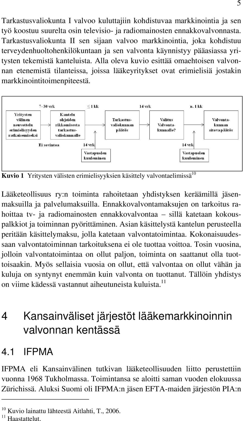 Alla oleva kuvio esittää omaehtoisen valvonnan etenemistä tilanteissa, joissa lääkeyritykset ovat erimielisiä jostakin markkinointitoimenpiteestä.