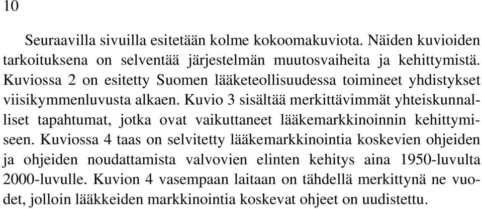 Kuvio 3 sisältää merkittävimmät yhteiskunnalliset tapahtumat, jotka ovat vaikuttaneet lääkemarkkinoinnin kehittymiseen.