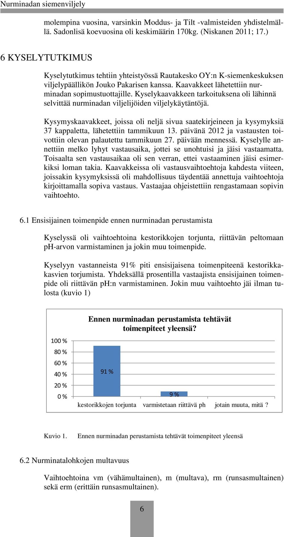 Kyselykaavakkeen tarkoituksena oli lähinnä selvittää nurminadan viljelijöiden viljelykäytäntöjä.