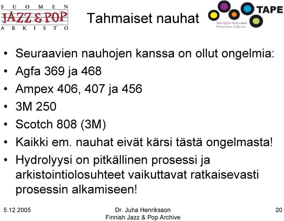 nauhat eivät kärsi tästä ongelmasta!