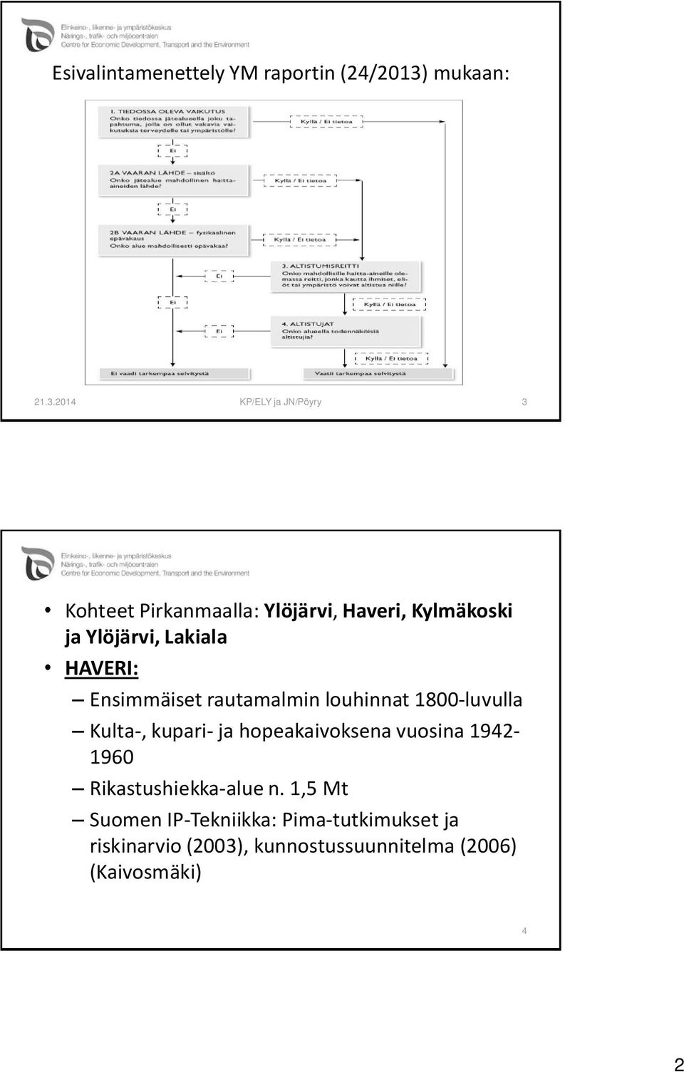 2014 KP/ELY ja JN/Pöyry 3 Kohteet Pirkanmaalla: Ylöjärvi, Haveri, Kylmäkoski ja Ylöjärvi, Lakiala