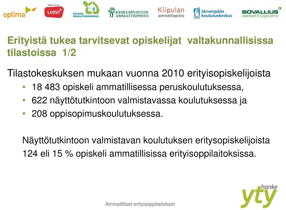 näyttötutkintoon valmistavassa koulutuksessa ja 208 oppisopimuskoulutuksessa.