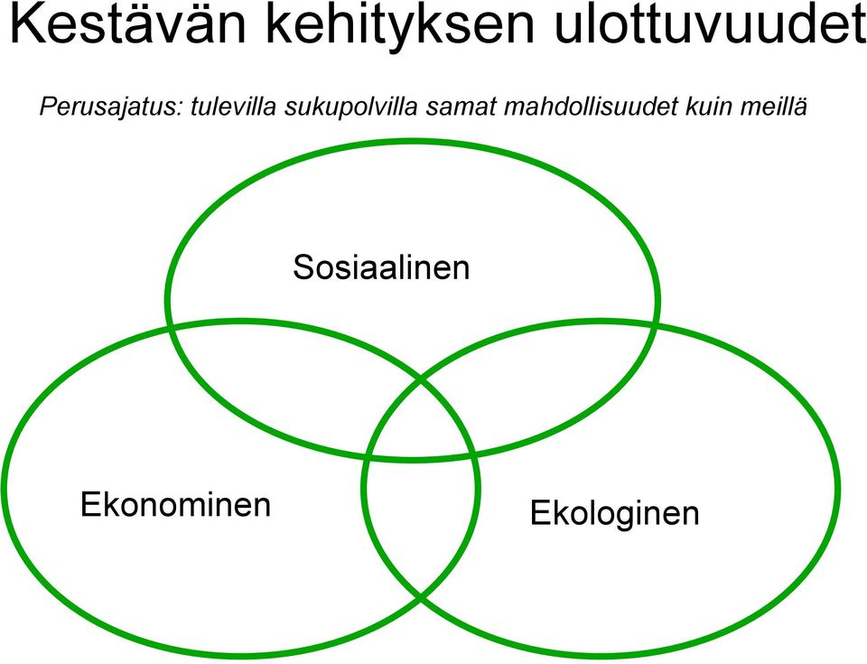 sukupolvilla samat mahdollisuudet