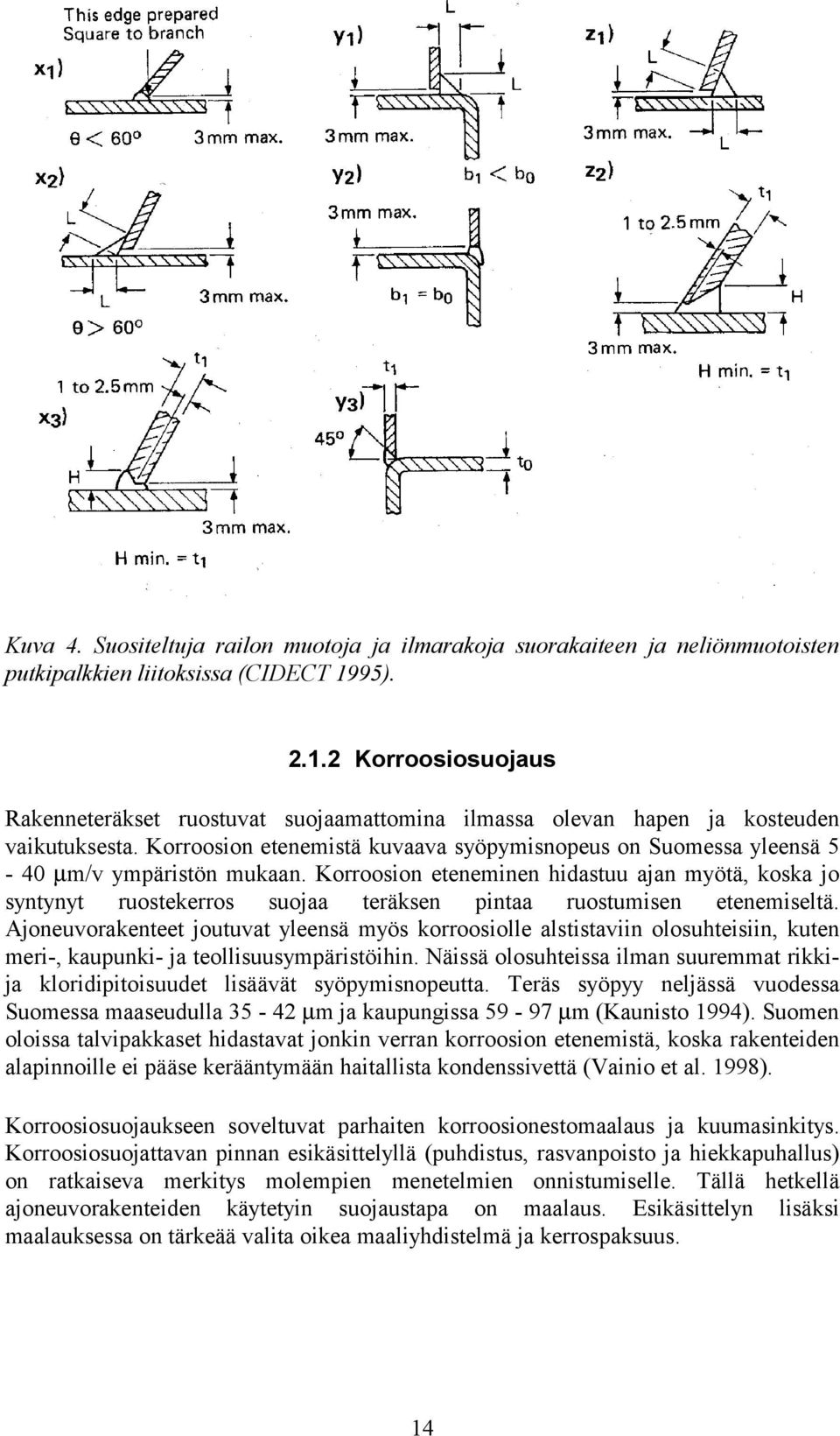 Korroosion etenemistä kuvaava syöpymisnopeus on Suomessa yleensä 5-40 µm/v ympäristön mukaan.