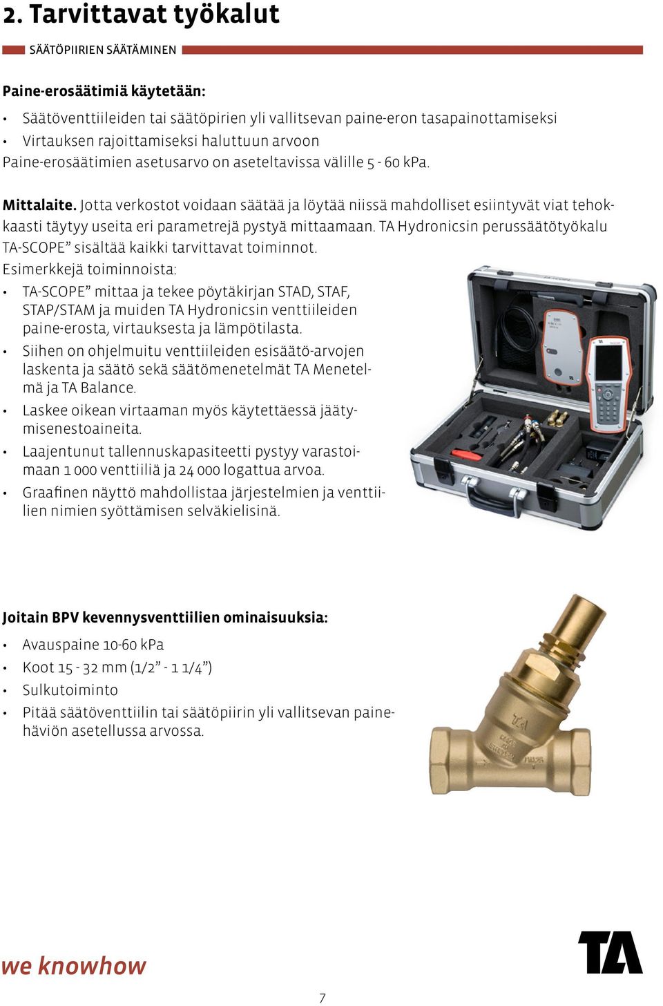 TA Hydronicsin perussäätötyökalu TA-SCOPE sisältää kaikki tarvittavat toiminnot.