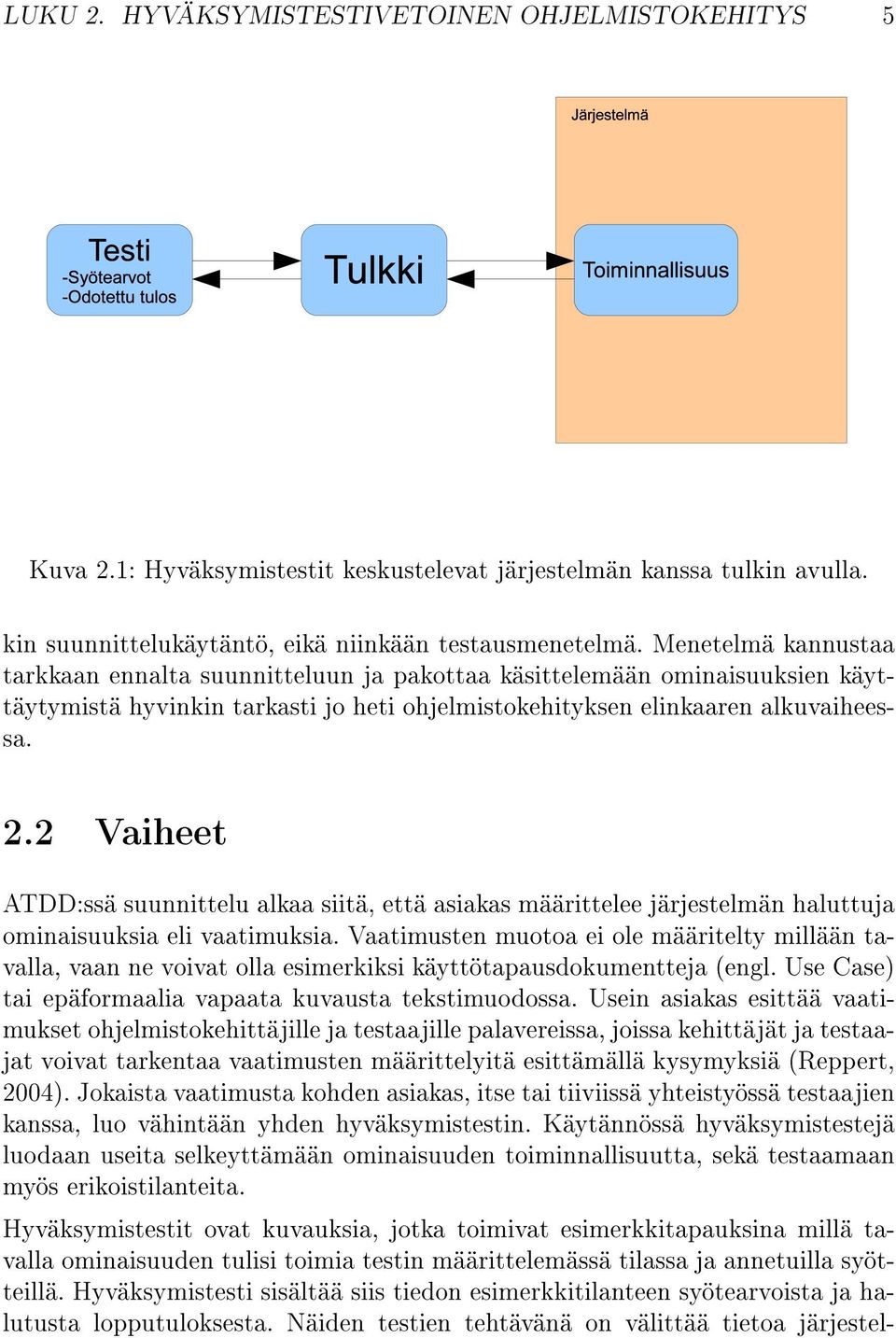 2 Vaiheet ATDD:ssä suunnittelu alkaa siitä, että asiakas määrittelee järjestelmän haluttuja ominaisuuksia eli vaatimuksia.