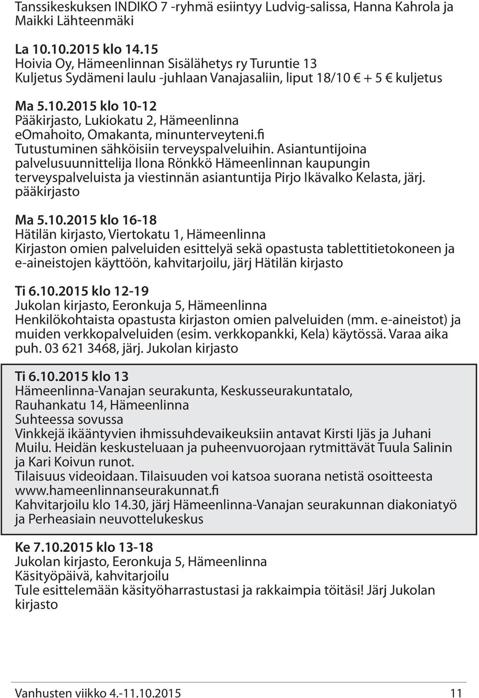 pääkirjasto Ma 5.10.