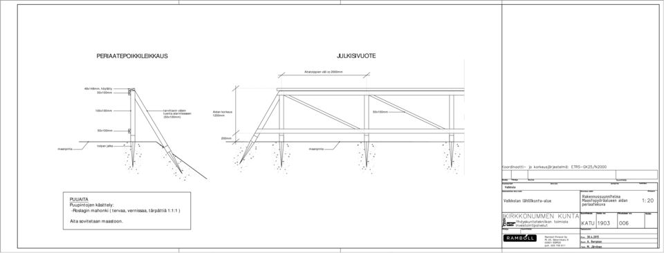 50x100mm 50x100mm 200mm maanpinta tolpan jalka maanpinta PUUAITA Puupintojen käsittely: