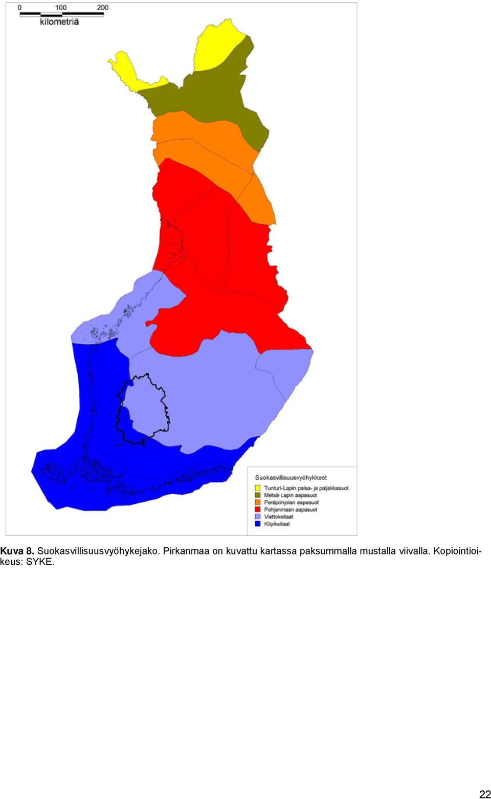 Pirkanmaa on kuvattu kartassa