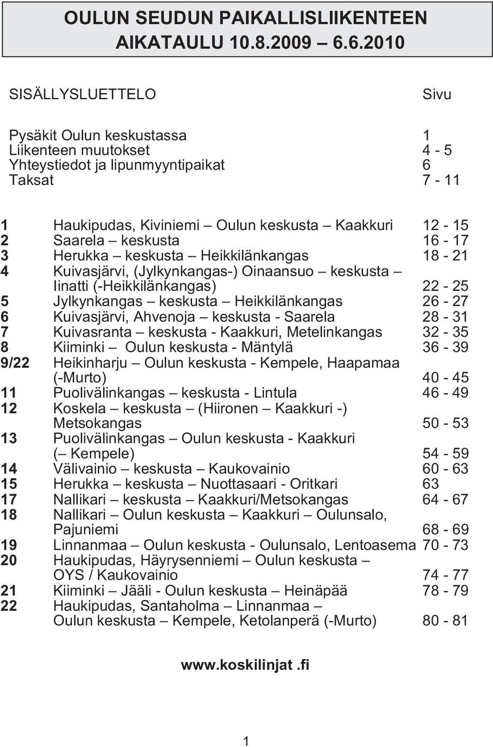 keskusta 16-17 3 Herukka keskusta Heikkilänkangas 18-21 4 Kuivasjärvi, (Jylkynkangas-) Oinaansuo keskusta Iinatti (-Heikkilänkangas) 22-25 5 Jylkynkangas keskusta Heikkilänkangas 26-27 6 Kuivasjärvi,