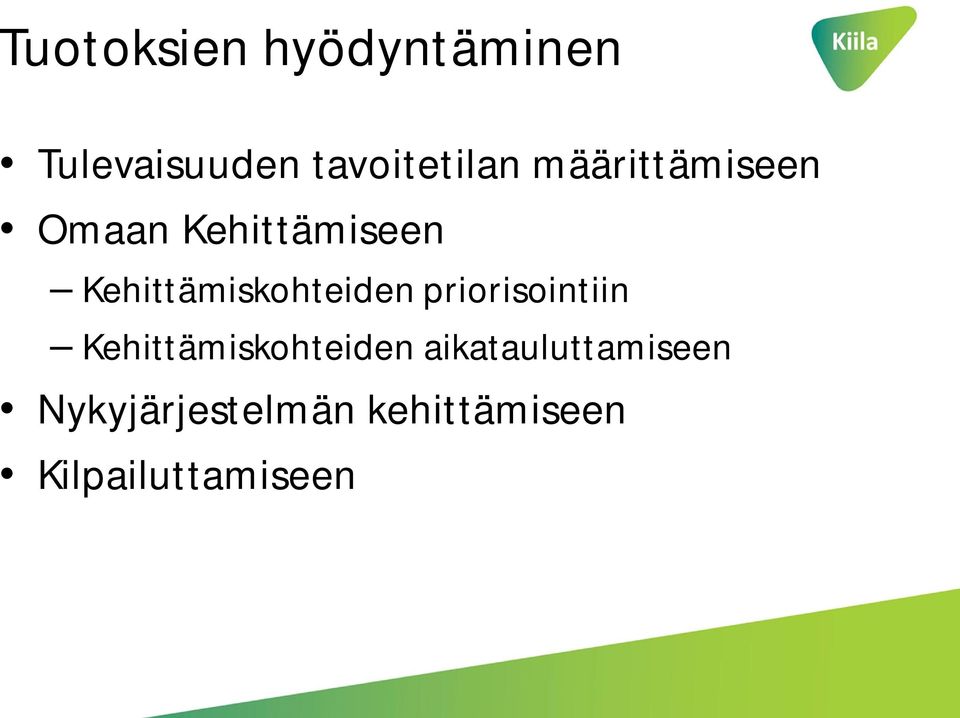 Kehittämiskohteiden priorisointiin