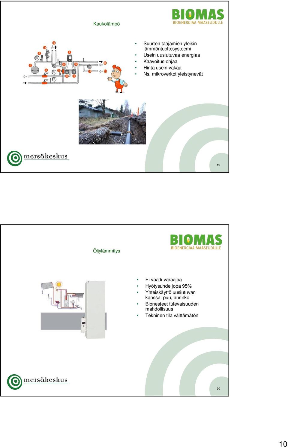 mikroverkot yleistynevät 19 Öljylämmitys Ei vaadi varaajaa Hyötysuhde jopa 95%