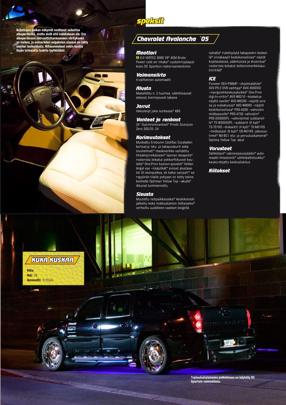 speksit Chevrolet Avalanche 05 Moottori 6.