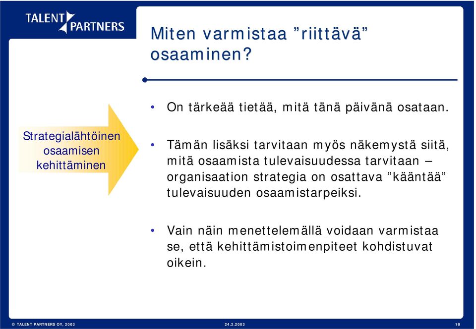 osaamista tulevaisuudessa tarvitaan organisaation strategia on osattava kääntää tulevaisuuden