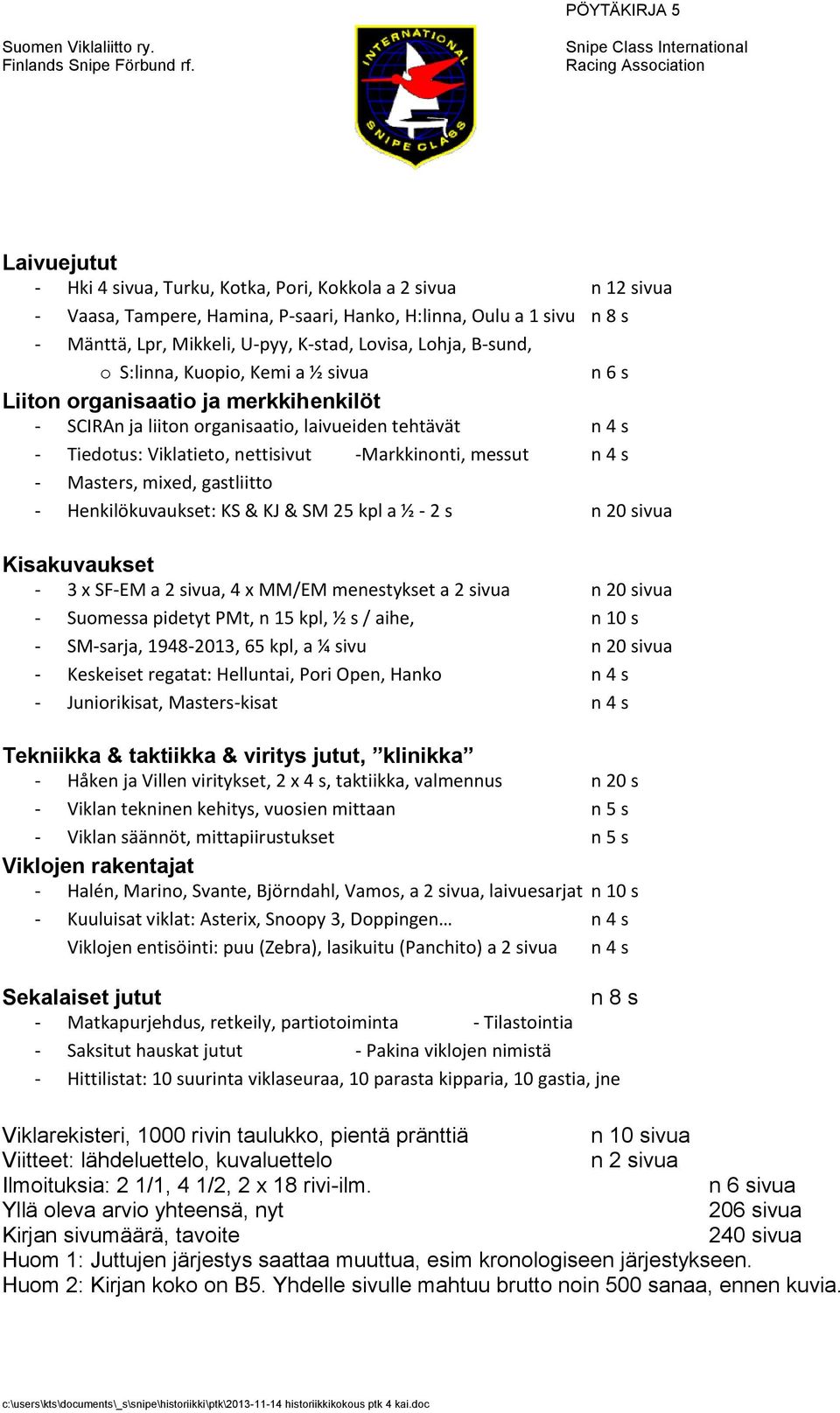 -Markkinonti, messut n 4 s - Masters, mixed, gastliitto - Henkilökuvaukset: KS & KJ & SM 25 kpl a ½ - 2 s n 20 sivua Kisakuvaukset - 3 x SF-EM a 2 sivua, 4 x MM/EM menestykset a 2 sivua n 20 sivua -