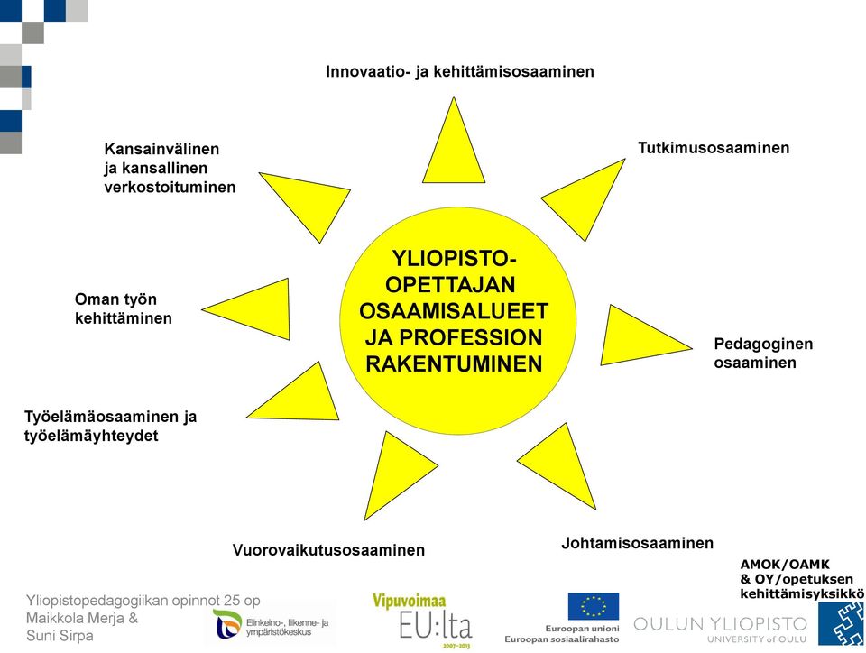 OSAAMISALUEET JA PROFESSION RAKENTUMINEN Pedagoginen osaaminen Työelämäosaaminen