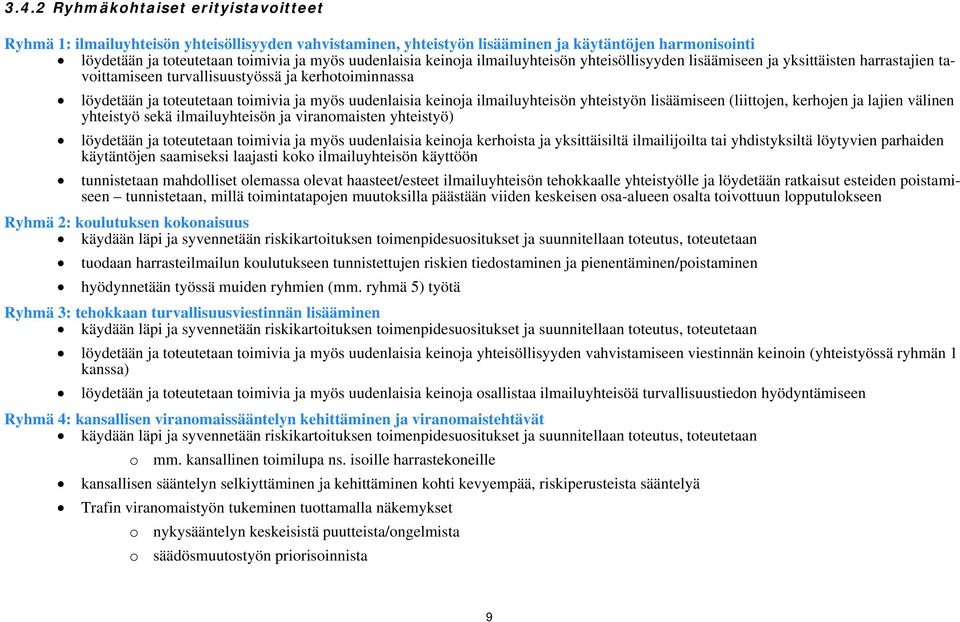 uudenlaisia keinoja ilmailuyhteisön yhteistyön lisäämiseen (liittojen, kerhojen ja lajien välinen yhteistyö sekä ilmailuyhteisön ja viranomaisten yhteistyö) löydetään ja toteutetaan toimivia ja myös