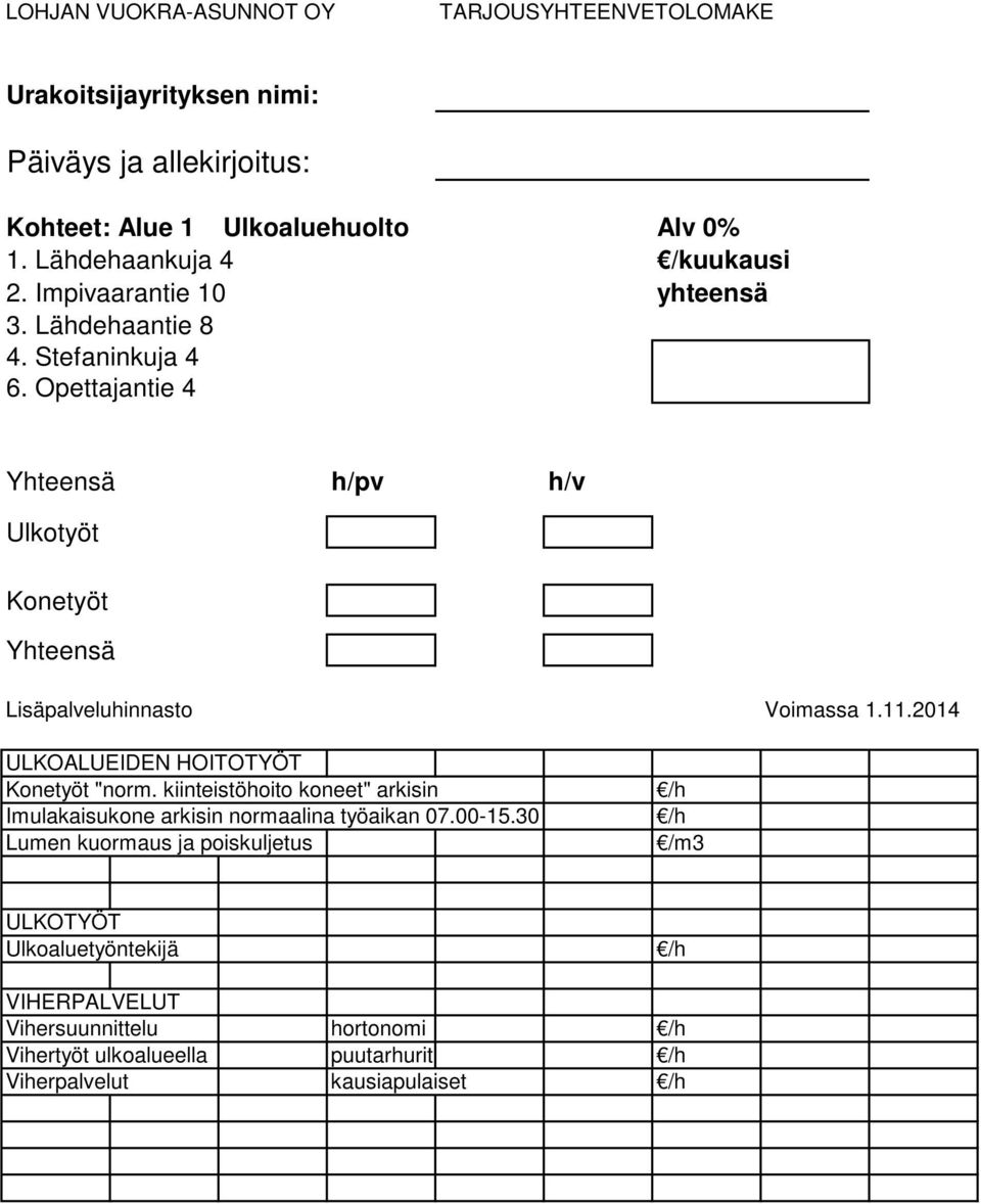 kiinteistöhoito koneet" arkisin Imulakaisukone arkisin normaalina työaikan 07.00-15.