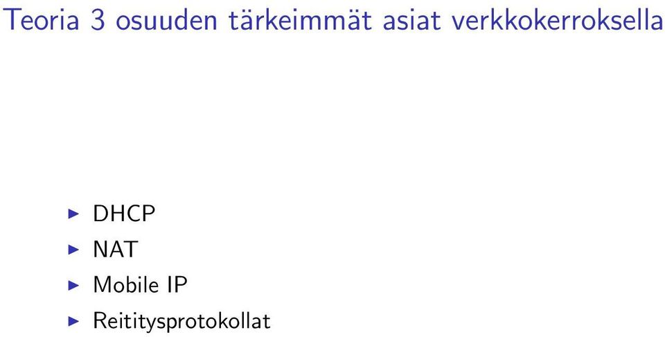 verkkokerroksella DHCP