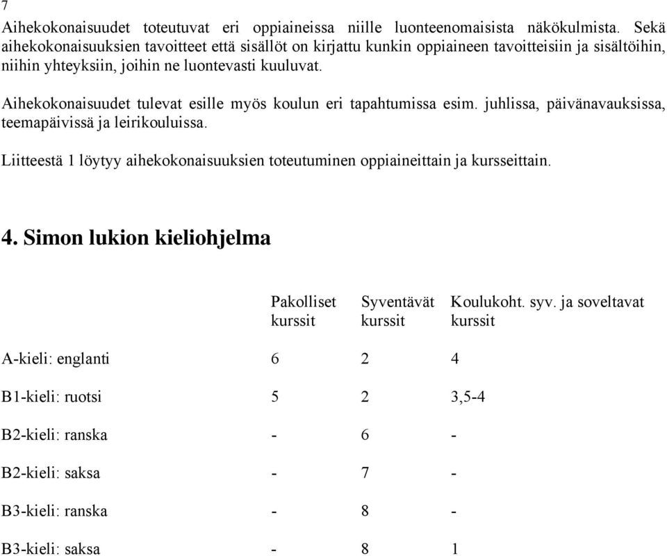 Aihekokonaisuudet tulevat esille myös koulun eri tapahtumissa esim. juhlissa, päivänavauksissa, teemapäivissä ja leirikouluissa.