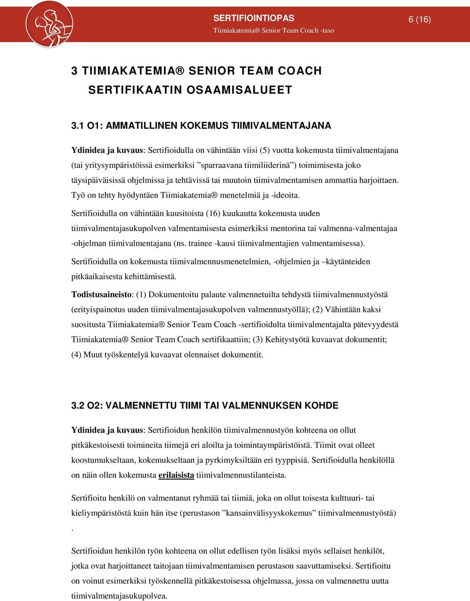 tiimiliiderinä ) toimimisesta joko täysipäiväisissä ohjelmissa ja tehtävissä tai muutoin tiimivalmentamisen ammattia harjoittaen. Työ on tehty hyödyntäen Tiimiakatemia menetelmiä ja -ideoita.